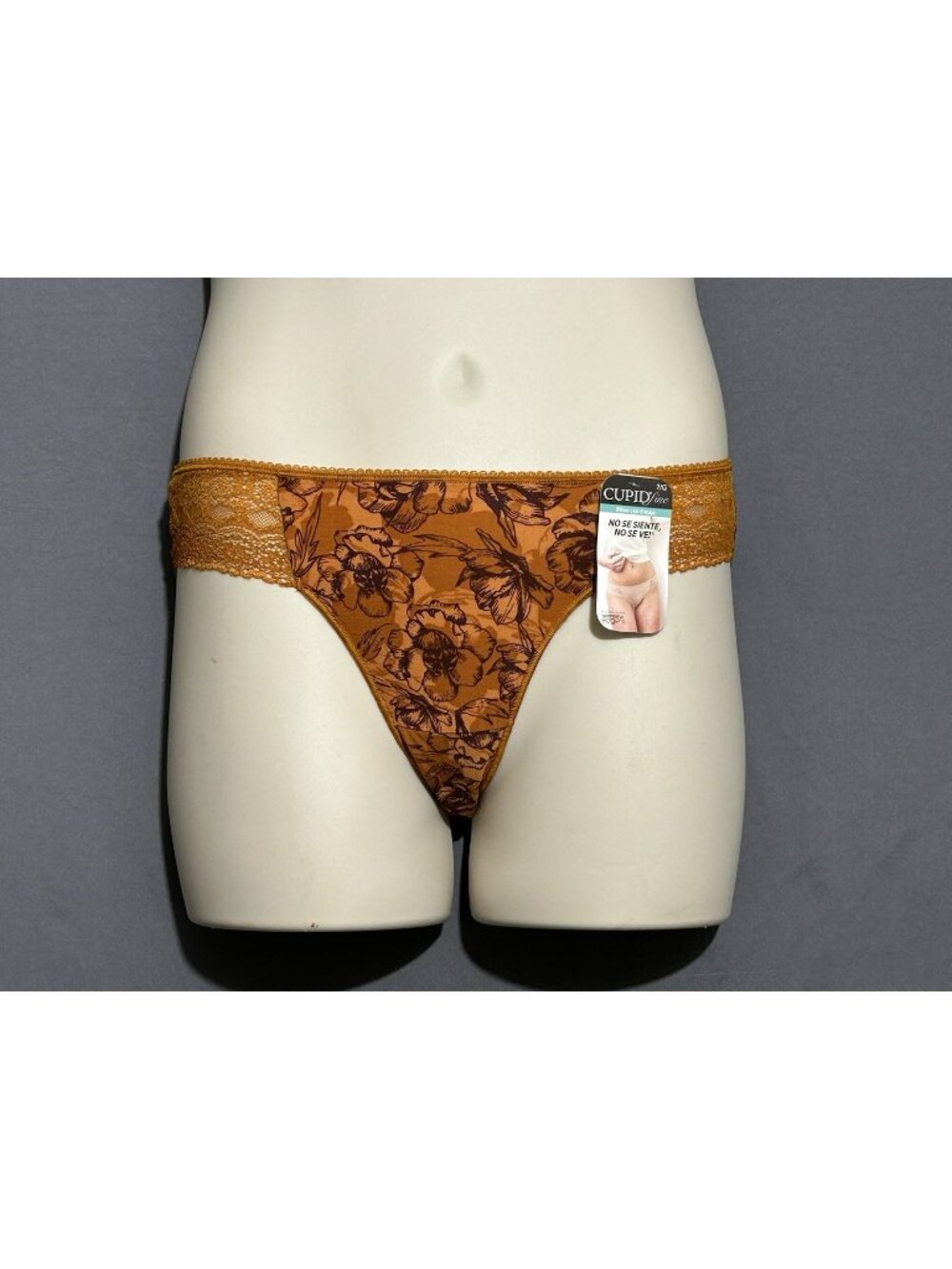 Vintage Sears/Cupid Panties Size 6/M Burnt Orange Floral Print Lace Trim